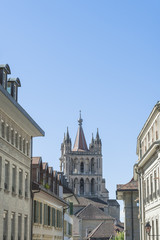 Lausanne, historische Altstadt, Kirchturm, Kathedrale, Schweiz