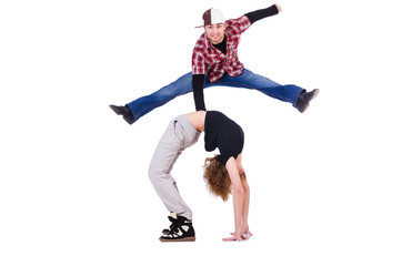 Pair of dancers dancing modern dances