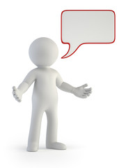 3d small people - empty chat bubble