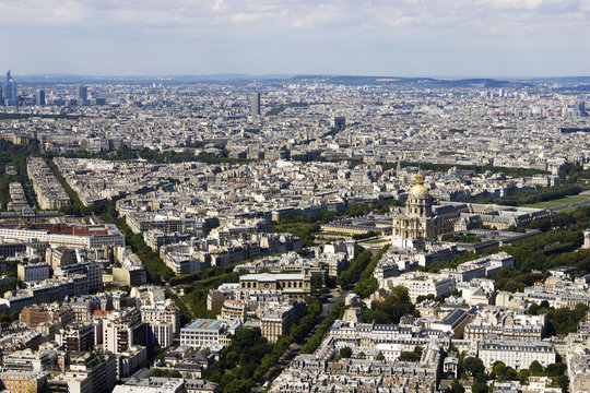 Aerial view of Paris, France from Montparnasse