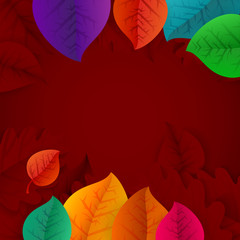 Autumn Leaves Raster illustration. Rainbow color