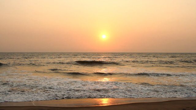 Evening scene with sunset on sea
