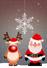 Santa Claus with reindeer for Christmas