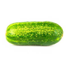 Green gherkin isolated over white background