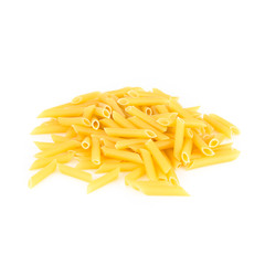Yellow macaroni isolated over white background