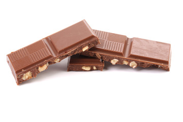 Tasty morsel of milk chocolate with nuts.
