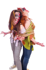 Woman vampire isolated on the background