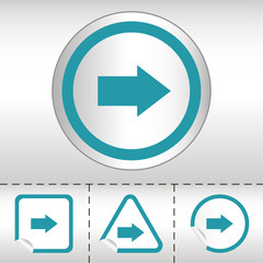 simple icon set of arrows on sticker button different forms
