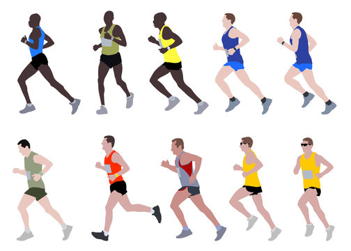 marathon runners illustration - vector