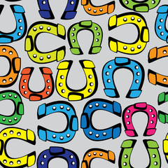 seamless pattern colored horseshoe