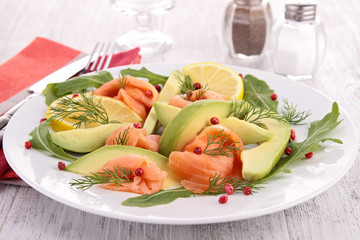 appetizer, smoked salmon and avocado