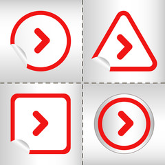 simple icon set of arrows on sticker button different forms