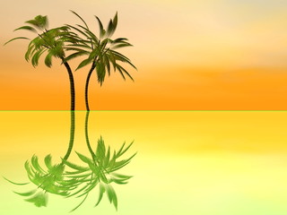 Obraz na płótnie Canvas Palm trees holidays - 3D render