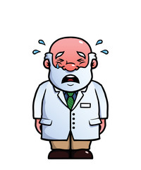 Scientist being sad and crying.