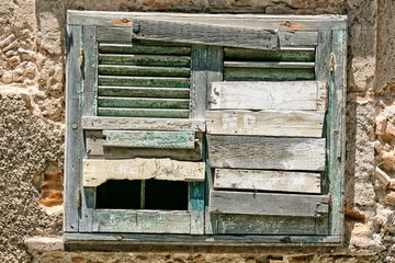 Old boarded up window