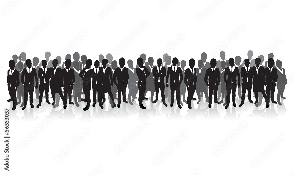 Wall mural business people silhouette on a cityscape background