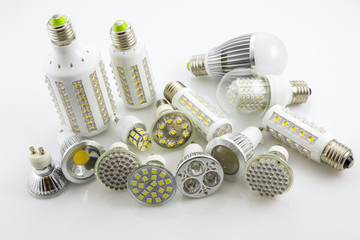LED lamps GU10 and E27  with a different chip technology also co
