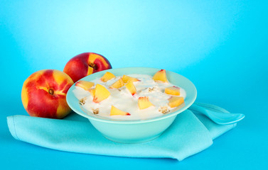 tasty dieting food, on blue background