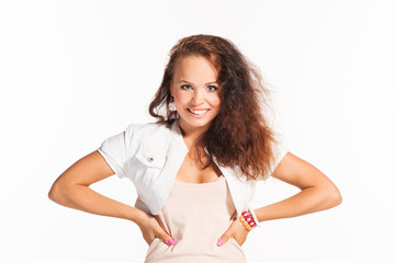 Fototapeta premium Young beautiful girl dancing modern dance