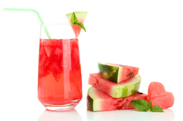 Fresh watermelon and glass of watermelon juice isolated on © Africa Studio