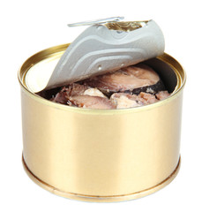 Open tin can, isolated on white