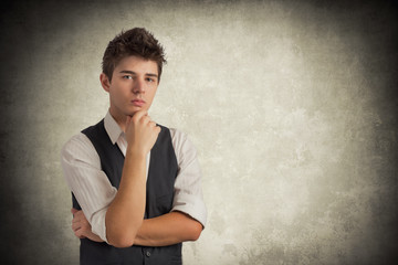 Young man who thinks
