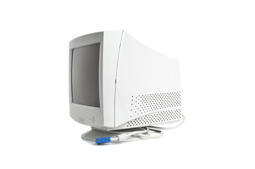 Old CRT monitor isolated on white