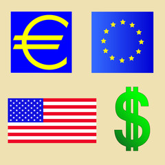 USA and euro flag
