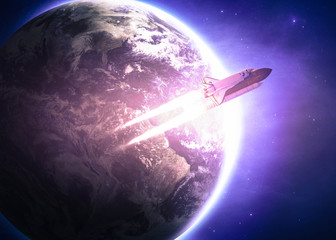 Fototapeta premium Space shuttle taking off on a mission