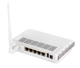 Wireless router isolated on white background with clipping path