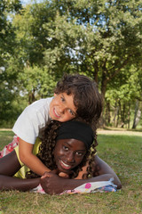Nice little boy and his black sister