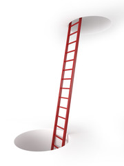 Two holes and ladder