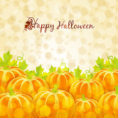 Happy Halloween greeting card with pumpkins