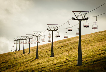 Stormy mountain cable car