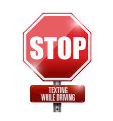 stop texting while driving road sign illustration