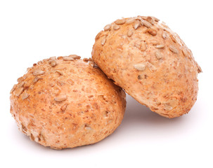 Two hamburger bun or roll with sesame seeds  cutout