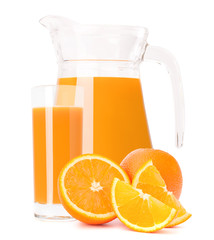 Orange fruit juice in glass jug