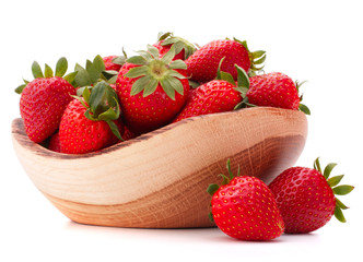 Strawberries in wooden bowl cutout
