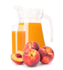 Peach fruit juice in glass jug