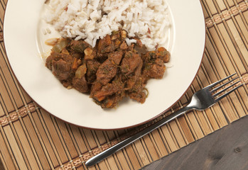 Boiled meat and rice