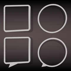 set of empty web sticker windows in circle and square shape