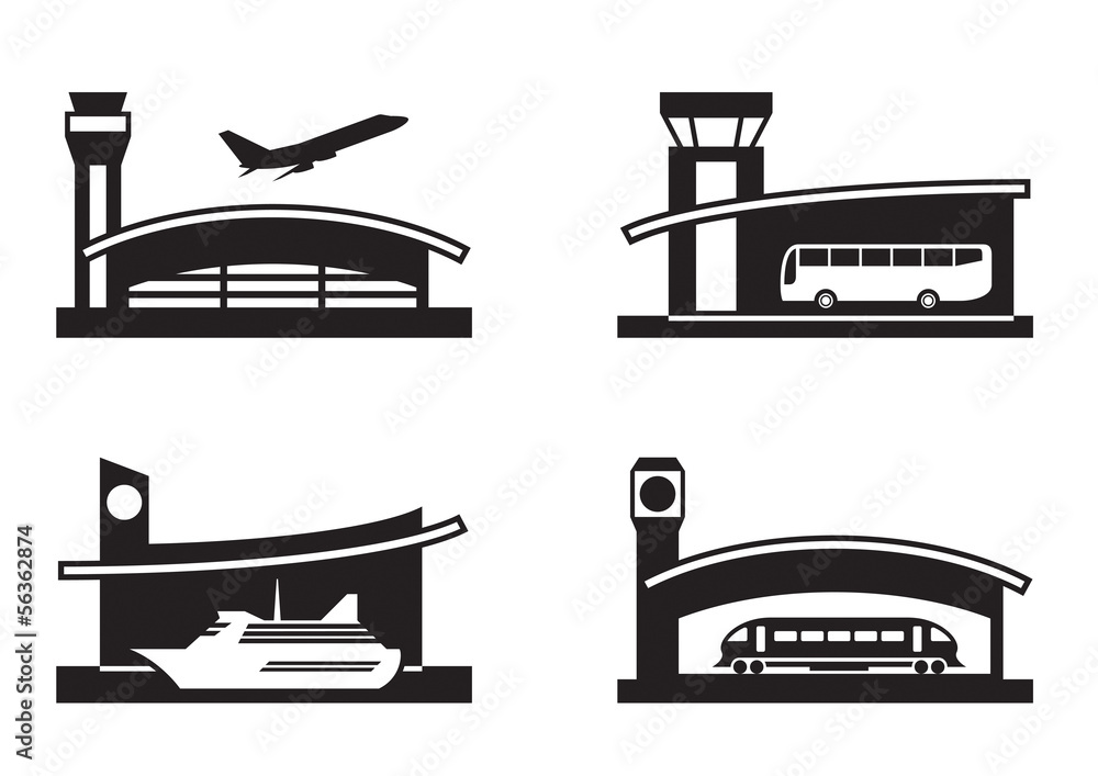 Wall mural stations of public transport - vector illustration