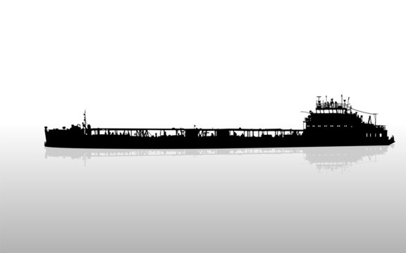 Vector illustration of silhouette of the sea cargo ship