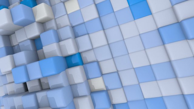 3D animation BLUE ANIMATED CUBES WALL