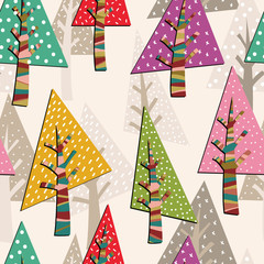 Fir-trees seamless pattern. Christmas background