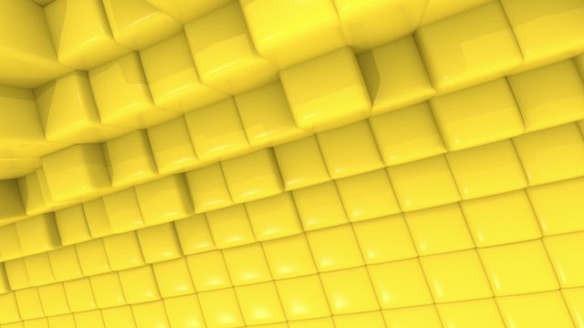 3D animation YELLOW ANIMATED CUBES WALL
