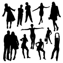 Set of people silhouettes