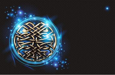 Кельтский узор в голубом круге света