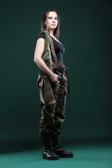 Army Woman With Gun - Beautiful woman with rifle plastic