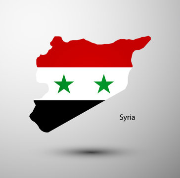 Syria flag on map